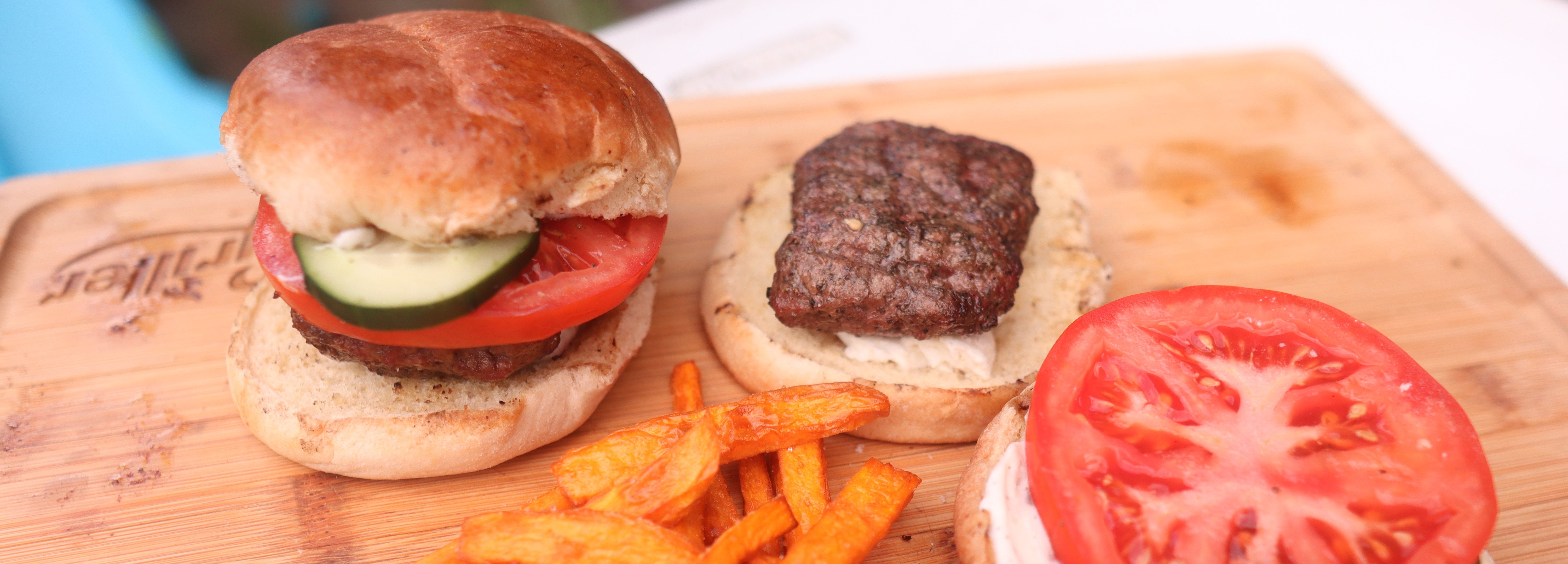 Mediterranean Lamb Burgers with Sweet Potato Fries

  
- Char-Griller