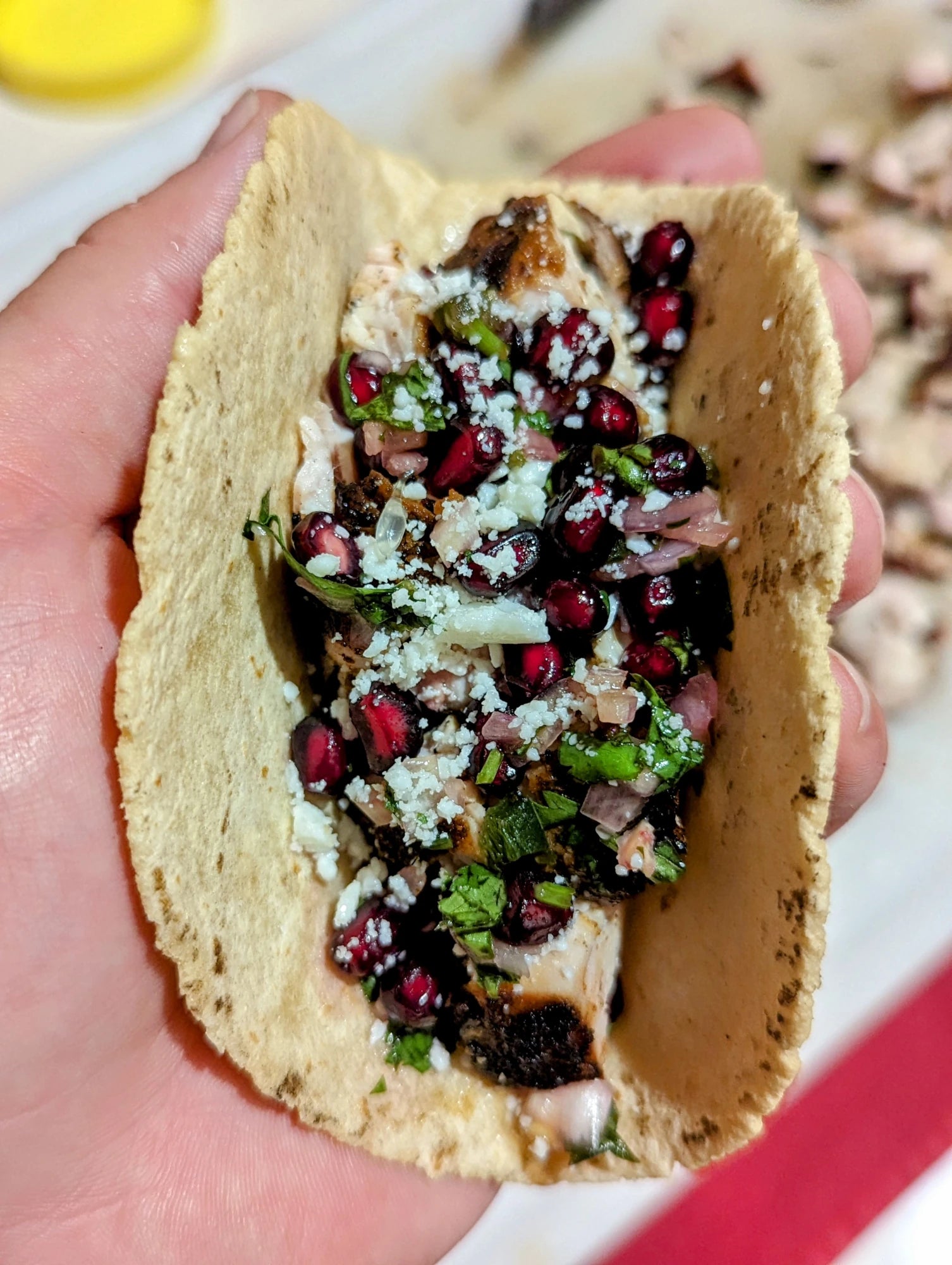 Smoked Harissa Turkey Breast Tacos with Pomegranate Jalapeno Salsa - Char-Griller