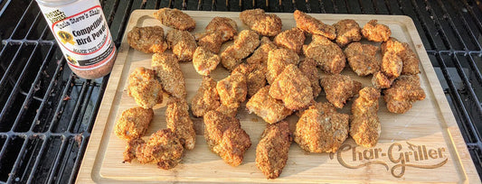 Boneless Wings made from Chicken Thighs on the Char-Griller AKORN® Kamado Grill