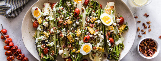 Grilled Romaine Salad with Creamy Jalapeno Ranch Dressing