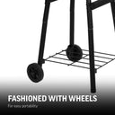Fashioned with wheels for easy portability