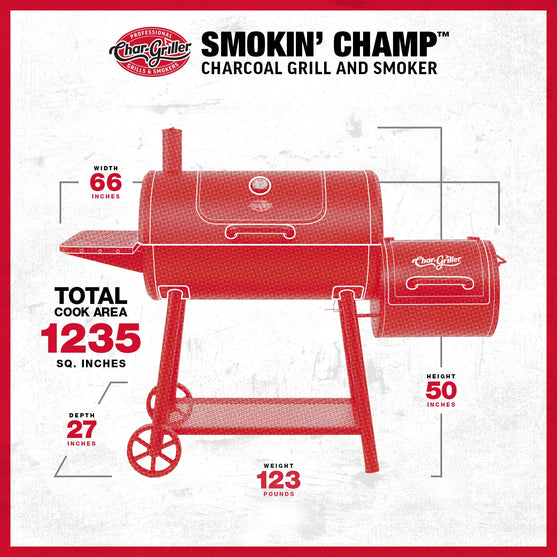 Smokin’ Champ® Barrel Grill and Offset Smoker Spec Image