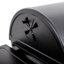 Close-up of the adjustable air damper in the left end of the lid, above the side shelf.