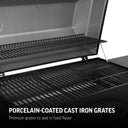 Porcelain-coated cast iron grates. Premium grates to seal in food flavor.