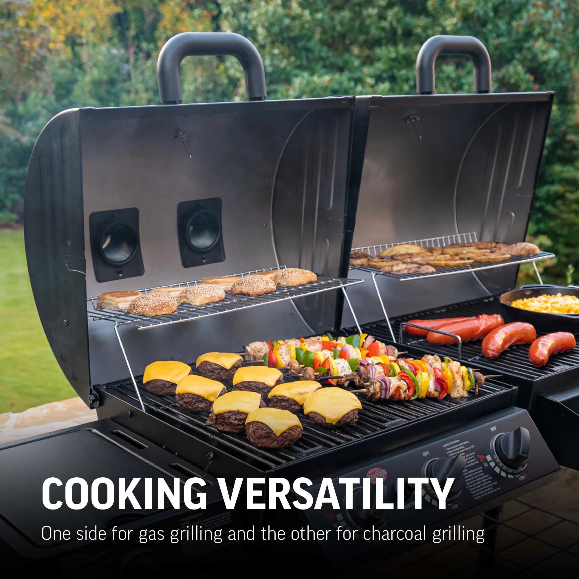 Texas Trio® Gas & Charcoal Grill - Char-Griller