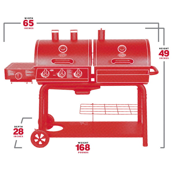 Duo™ 5050 Gas & Charcoal Grill Spec Image