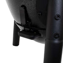 Closeup of the latch that holds the EasyDump ash pan on the grill. 