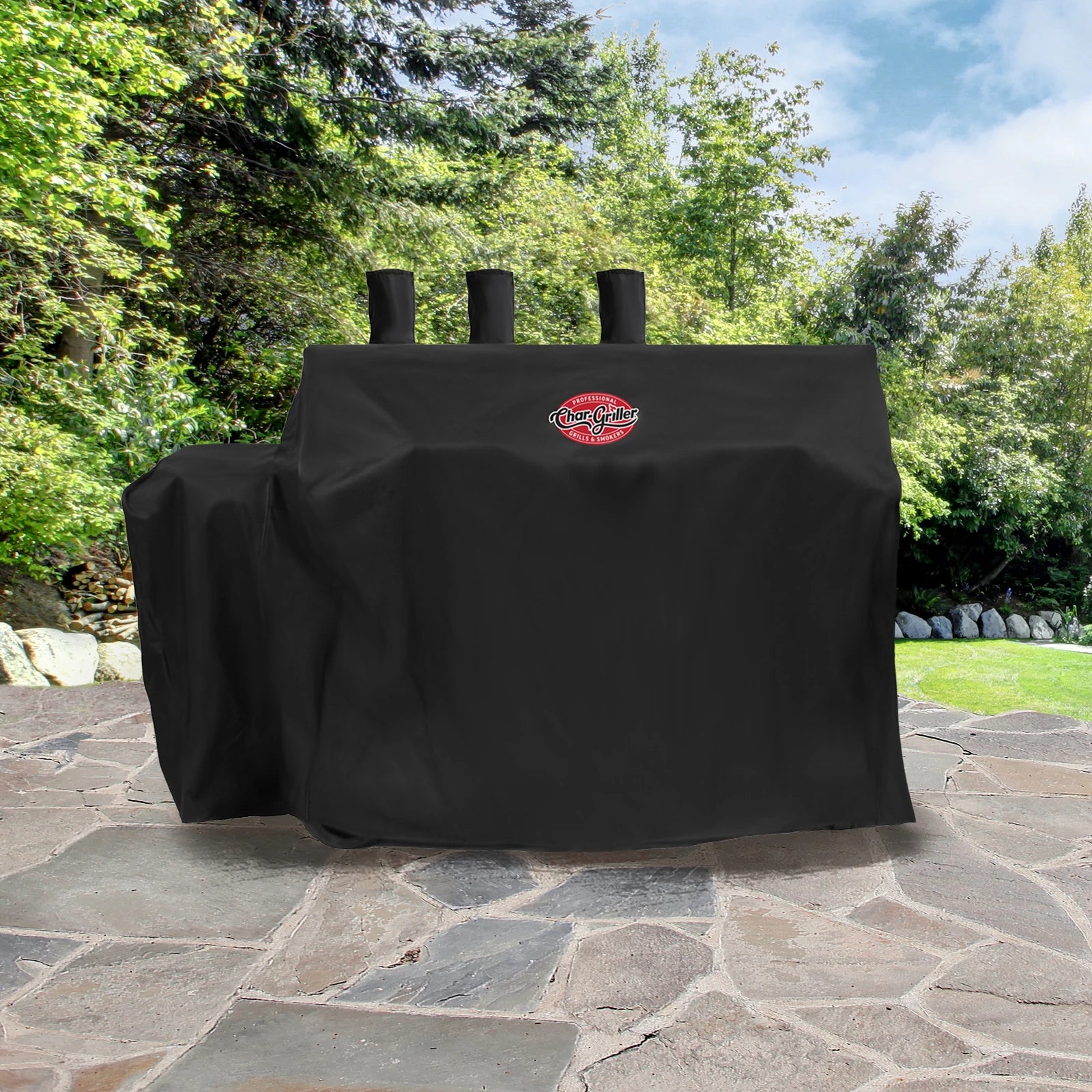 Char-Griller 3-Burner Dual Fuel Expandable Propane Gas and Charcoal Outdoor Polyester Grill and Smoker Cover