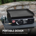 Portable design: portable and lightweight design to griddle on-the-go