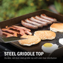 Steel griddle top: durable, non-stick steel griddle top with even heat distribution