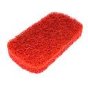 Red scouring pad on a white background