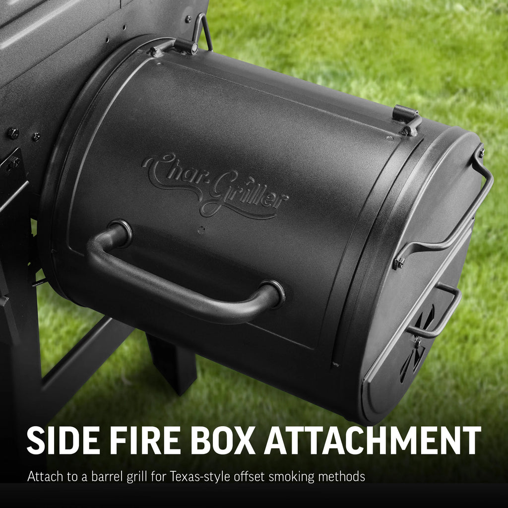 Direct Fire Cooker Box Char-Griller Portable Pro™ Charcoal Grill and Side Fire Box