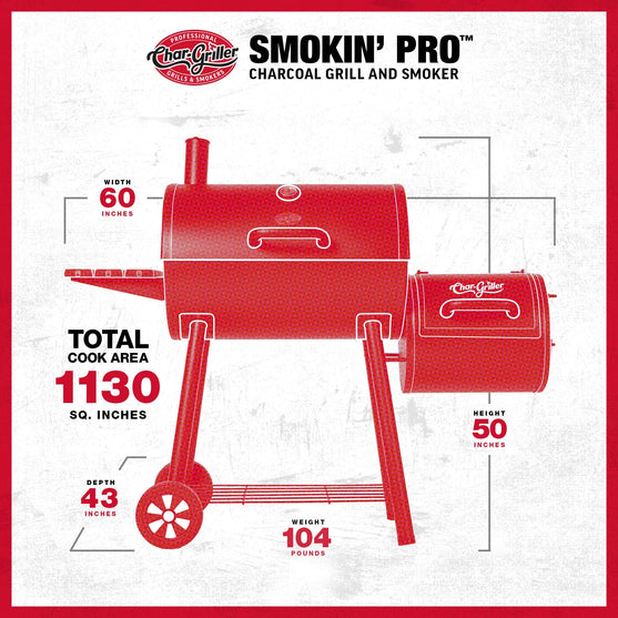 Smokin' Pro™ Barrel Grill and Offset Smoker Spec Image