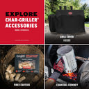 Explore Char-Griller Accessories (sold separately): Grill Cover Model 8080, fire starters, and charcoal chimney