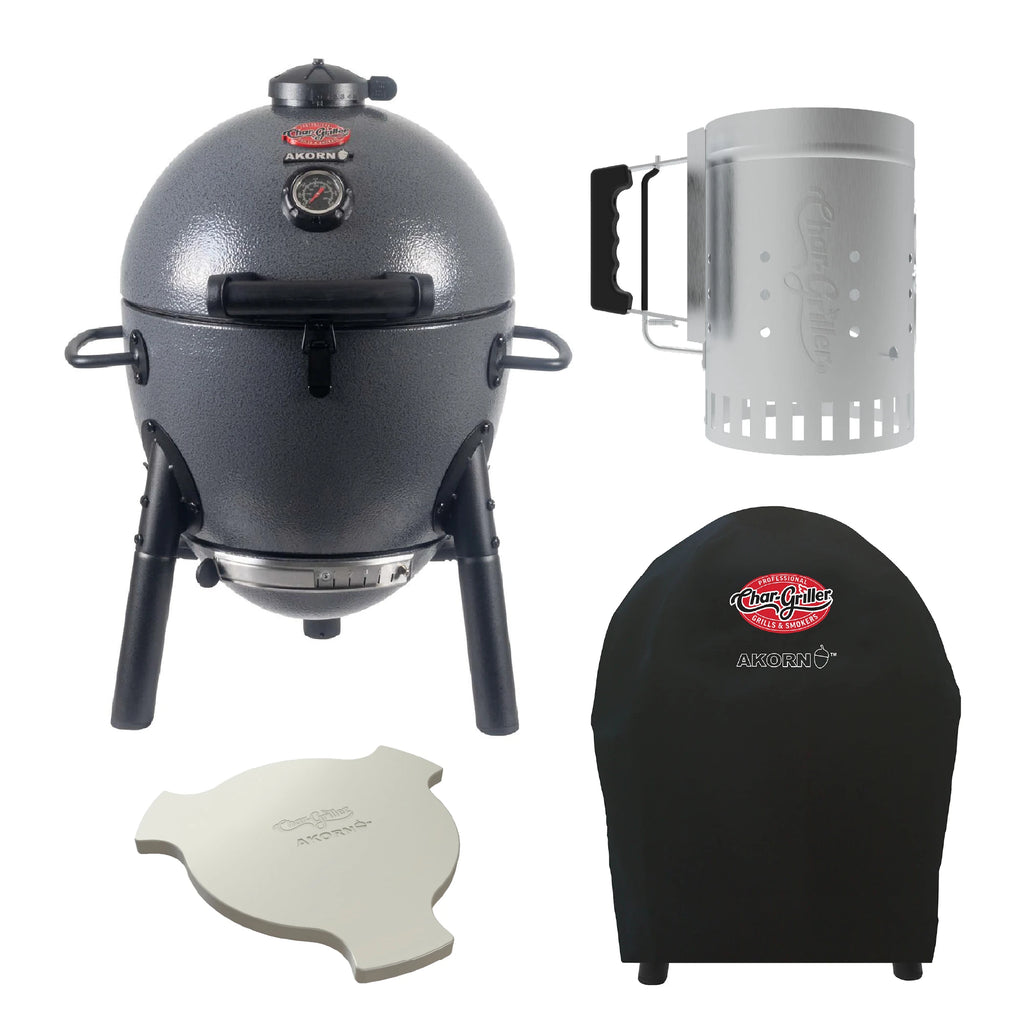 AKORN® Kamado Grill, Smokin' Stone, Cover, Chimney Bundle
