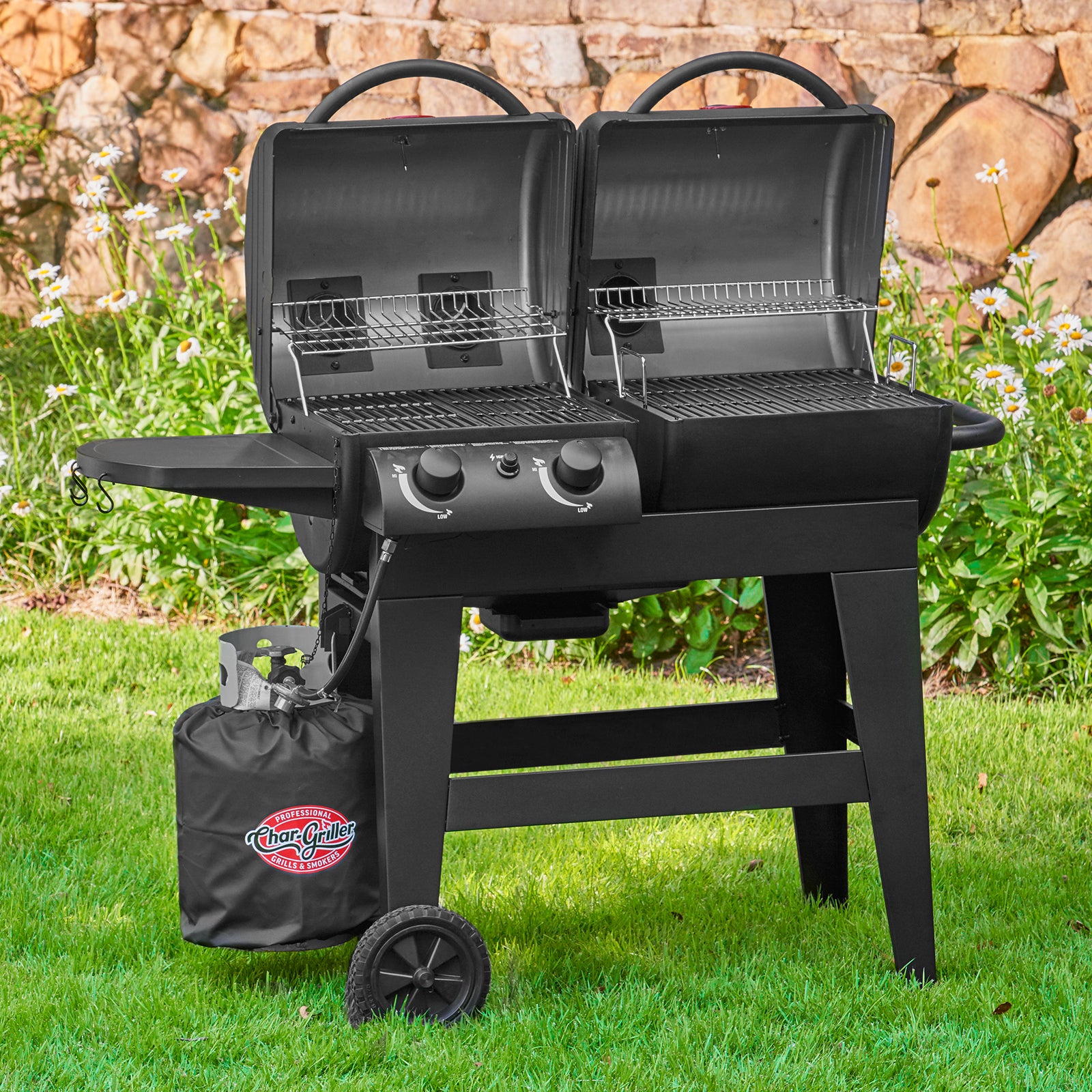 Dual Function 2-Burner Gas & Charcoal Grill