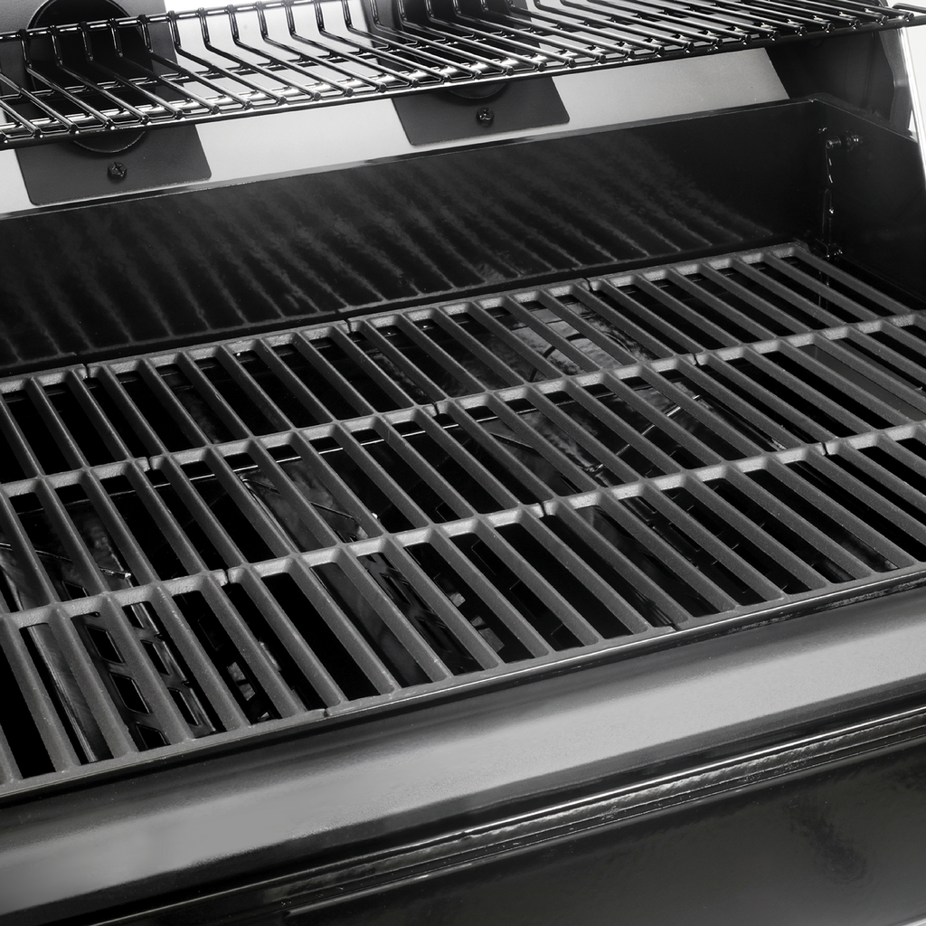 Closeup of the porcelain-coated cast iron cooking grate