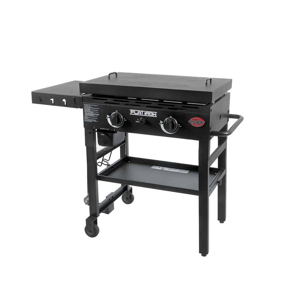 Char-Griller Flat Iron 3-Burner Outdoor Griddle GAS Grill with Lid in Black