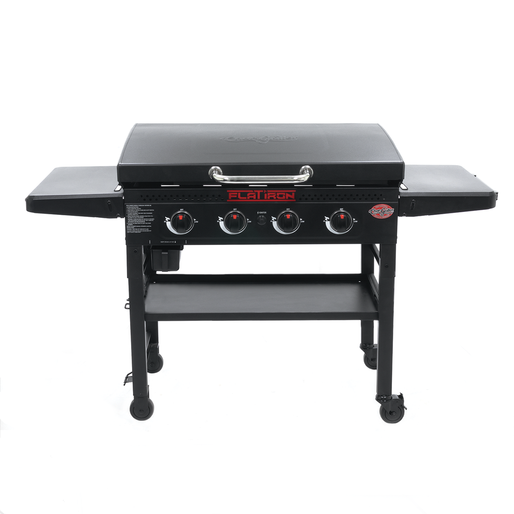 4 Burner Flat Iron Gas Griddle with Hinged Lid
