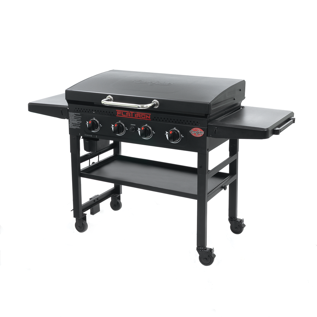 4-Burner Flat Iron® Gas Griddle with Hinged Lid - Char-Griller