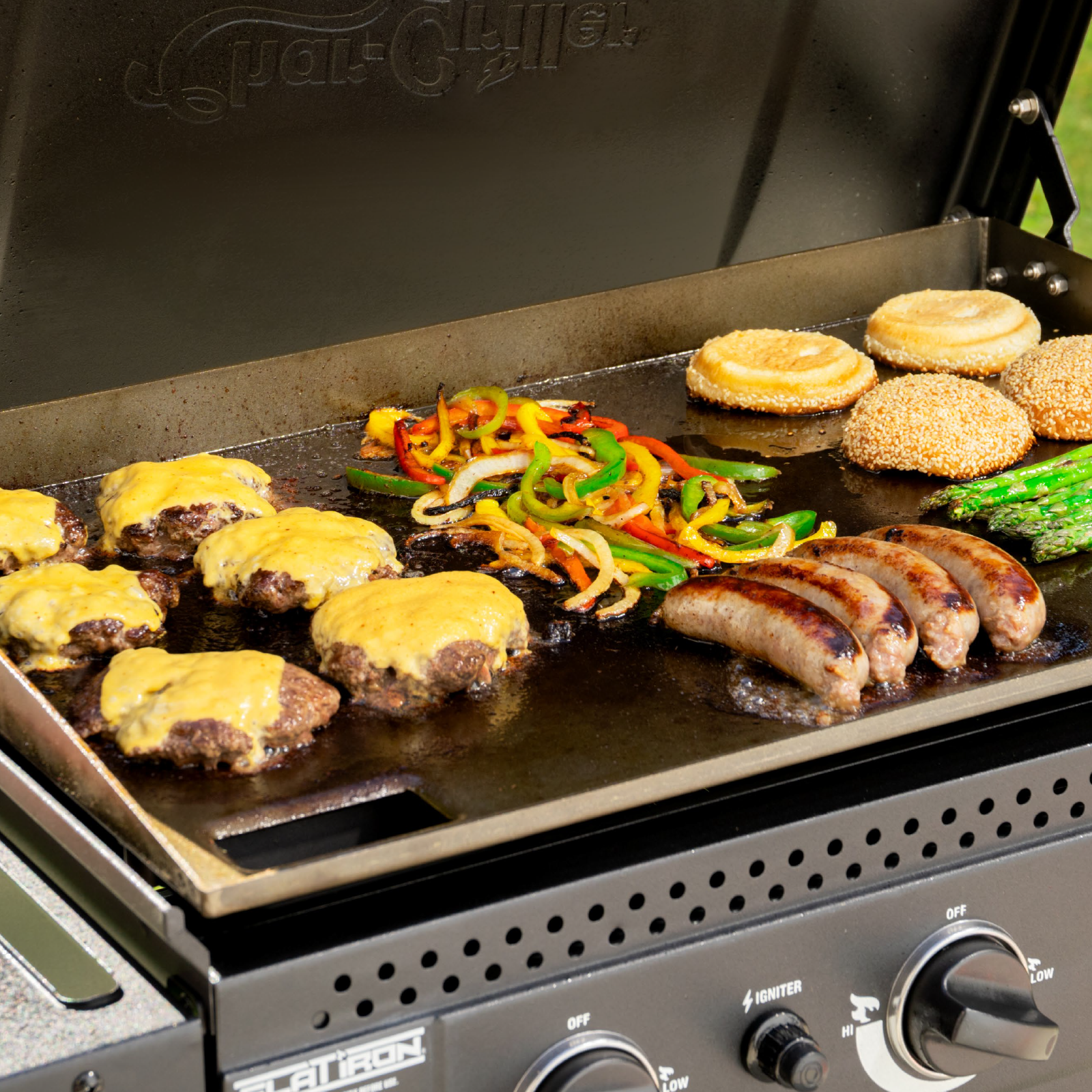 thumbnail image 2 of Char-Griller Flat Iron Breakfast Kit - Gas Griddle Tool Set With Bacon Press & Egg Rings 2 of 14